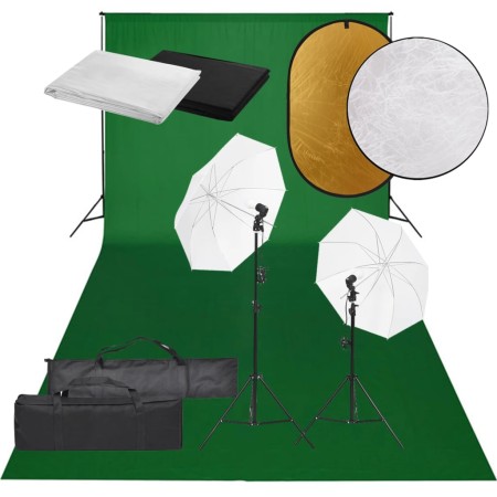 Photo studio kit with light set, background and reflector by vidaXL, Flashes and studio lighting - Ref: Foro24-3094637, Price...