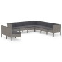 Set de muebles de jardín 9 pzas y cojines ratán sintético gris de vidaXL, Conjuntos de jardín - Ref: Foro24-3094470, Precio: ...