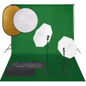 Kit de estudio fotográfico con set de luces, fondo y reflector de vidaXL, Flashes e iluminaciones de estudio - Ref: Foro24-30...