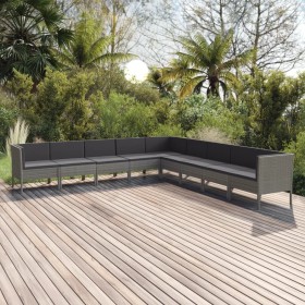 Gartenmöbelset 9-tlg. und Kissen Kunststoff Rattan grau von vidaXL, Gartensets - Ref: Foro24-3094466, Preis: 664,99 €, Rabatt: %