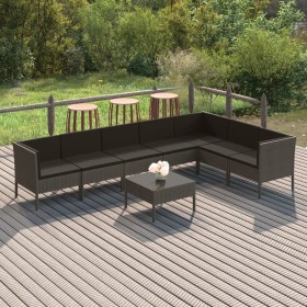 Satz Gartenmöbel 8 Stück und Kissen synthetischen Rattan grau von vidaXL, Gartensets - Ref: Foro24-3094430, Preis: 560,99 €, ...