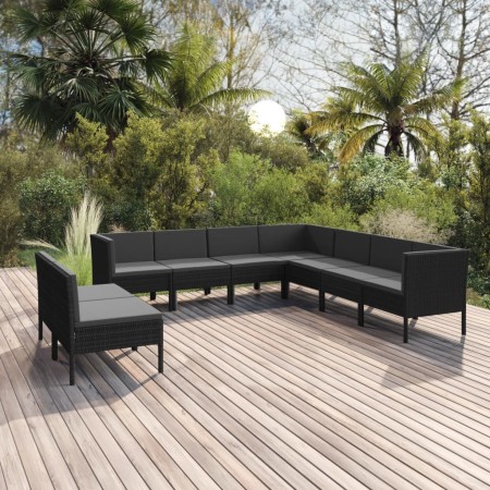 Garden furniture set 9 pieces black synthetic rattan cushions by vidaXL, Garden sets - Ref: Foro24-3094469, Price: 645,15 €, ...