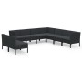 Set de muebles de jardín 9 pzas cojines ratán sintético negro de vidaXL, Conjuntos de jardín - Ref: Foro24-3094469, Precio: 6...