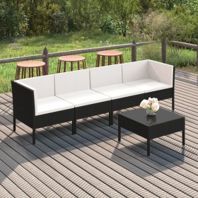 5-piece garden furniture set with black synthetic rattan cushions by vidaXL, Garden sets - Ref: Foro24-3094336, Price: 382,99...