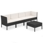 Set de muebles de jardín 5 pzas y cojines ratán sintético negro de vidaXL, Conjuntos de jardín - Ref: Foro24-3094336, Precio:...