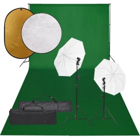 Photo studio kit with light set, background and reflector by vidaXL, Flashes and studio lighting - Ref: Foro24-3094663, Price...