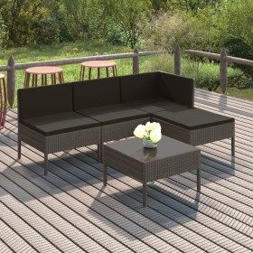 5-teiliges Gartenmöbel-Set und graue synthetische Rattankissen von vidaXL, Gartensets - Ref: Foro24-3094366, Preis: 367,99 €,...