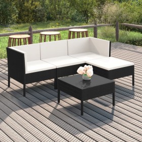 Gartenmöbelset 5-tlg. und Kissen Kunststoff Rattan schwarz von vidaXL, Gartensets - Ref: Foro24-3094376, Preis: 350,99 €, Rab...