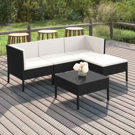 Gartenmöbelset 5-tlg. und Kissen Kunststoff Rattan schwarz von vidaXL, Gartensets - Ref: Foro24-3094376, Preis: 353,95 €, Rab...