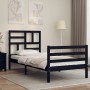 Bed frame with black solid wood headboard 90x200 cm by vidaXL, Beds and slatted bases - Ref: Foro24-3194885, Price: 115,05 €,...