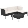 Set de muebles de jardín 5 pzas y cojines ratán sintético negro de vidaXL, Conjuntos de jardín - Ref: Foro24-3094376, Precio:...