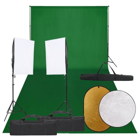 Fotostudio-Set mit Lichtset, Hintergrund und Reflektor von vidaXL, Blitze und Studiobeleuchtung - Ref: Foro24-3094761, Preis:...