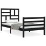 Bed frame with black solid wood headboard 90x200 cm by vidaXL, Beds and slatted bases - Ref: Foro24-3194885, Price: 115,05 €,...