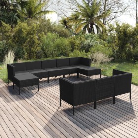 Garden furniture set 10 pieces black synthetic rattan cushions by vidaXL, Garden sets - Ref: Foro24-3094581, Price: 682,49 €,...