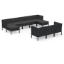 Set de muebles de jardín 10 pzas cojines ratán sintético negro de vidaXL, Conjuntos de jardín - Ref: Foro24-3094581, Precio: ...