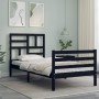 Bed frame with black solid wood headboard 90x200 cm by vidaXL, Beds and slatted bases - Ref: Foro24-3194885, Price: 115,05 €,...