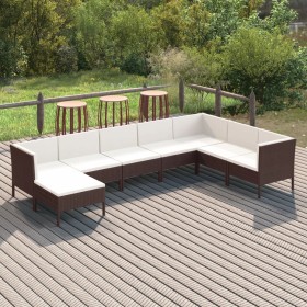 8-teiliges Gartenmöbel-Set und braune synthetische Rattankissen von vidaXL, Gartensets - Ref: Foro24-3094419, Preis: 606,99 €...