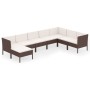 Set muebles de jardín 8 pzas y cojines ratán sintético marrón de vidaXL, Conjuntos de jardín - Ref: Foro24-3094419, Precio: 6...