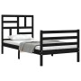 Bed frame with black solid wood headboard 90x200 cm by vidaXL, Beds and slatted bases - Ref: Foro24-3194885, Price: 115,05 €,...