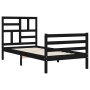 Bed frame with black solid wood headboard 90x200 cm by vidaXL, Beds and slatted bases - Ref: Foro24-3194885, Price: 115,05 €,...