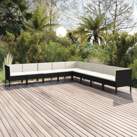 Garden furniture set 9 pieces with black synthetic rattan cushions by vidaXL, Garden sets - Ref: Foro24-3094464, Price: 682,7...