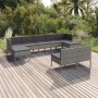 9-teiliges Gartenmöbel-Set und graue synthetische Rattankissen von vidaXL, Gartensets - Ref: Foro24-3094550, Preis: 758,75 €,...