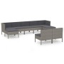 Set de muebles de jardín 9 pzas y cojines ratán sintético gris de vidaXL, Conjuntos de jardín - Ref: Foro24-3094550, Precio: ...