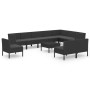 Set de muebles de jardín 11 pzas cojines ratán sintético negro de vidaXL, Conjuntos de jardín - Ref: Foro24-3094453, Precio: ...