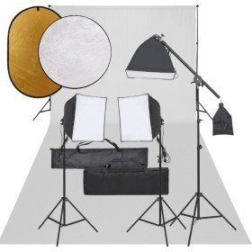 Fotostudio-Set mit Lichtset, Hintergrund und Reflektor von vidaXL, Blitze und Studiobeleuchtung - Ref: Foro24-3094696, Preis:...