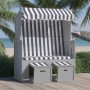 Silla playa Strandkorb con dosel ratán PE y madera azul blanco de vidaXL, Tumbonas - Ref: Foro24-318651, Precio: 263,72 €, De...