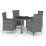 Set de comedor de jardín 5 pzas y cojines ratán sintético gris de vidaXL, Conjuntos de jardín - Ref: Foro24-3094880, Precio: ...