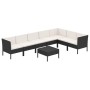 Set de muebles de jardín 8 pzas y cojines ratán sintético negro de vidaXL, Conjuntos de jardín - Ref: Foro24-3094428, Precio:...