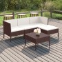 Set muebles de jardín 5 pzas y cojines ratán sintético marrón de vidaXL, Conjuntos de jardín - Ref: Foro24-3094375, Precio: 2...