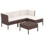 Set muebles de jardín 5 pzas y cojines ratán sintético marrón de vidaXL, Conjuntos de jardín - Ref: Foro24-3094375, Precio: 2...