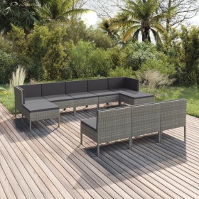 10-teiliges Gartenmöbel-Set und graue synthetische Rattankissen von vidaXL, Gartensets - Ref: Foro24-3094570, Preis: 643,76 €...