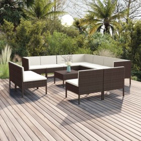 Gartenmöbel Set 12 Stück und Kissen braun synthetisches Rattan von vidaXL, Gartensets - Ref: Foro24-3094479, Preis: 848,06 €,...