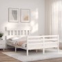 White solid wood bed frame with headboard 120x200 cm by vidaXL, Beds and slatted bases - Ref: Foro24-3195152, Price: 119,10 €...