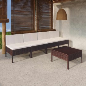 5-piece garden furniture set and brown synthetic rattan cushions by vidaXL, Garden sets - Ref: Foro24-3094323, Price: 299,16 ...