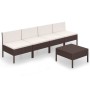 Set muebles de jardín 5 pzas y cojines ratán sintético marrón de vidaXL, Conjuntos de jardín - Ref: Foro24-3094323, Precio: 2...