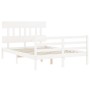 White solid wood bed frame with headboard 120x200 cm by vidaXL, Beds and slatted bases - Ref: Foro24-3195152, Price: 119,10 €...