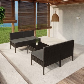 5-teiliges Gartenmöbel-Set und schwarze synthetische Rattankissen von vidaXL, Gartensets - Ref: Foro24-3094309, Preis: 324,99...