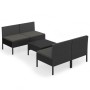 Set de muebles de jardín 5 pzas y cojines ratán sintético negro de vidaXL, Conjuntos de jardín - Ref: Foro24-3094309, Precio:...