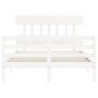 White solid wood bed frame with headboard 120x200 cm by vidaXL, Beds and slatted bases - Ref: Foro24-3195152, Price: 119,10 €...