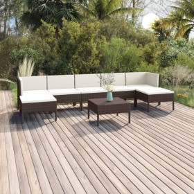 Set muebles de jardín 8 pzas y cojines ratán sintético marrón de vidaXL, Conjuntos de jardín - Ref: Foro24-3094543, Precio: 7...