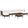 Set muebles de jardín 8 pzas y cojines ratán sintético marrón de vidaXL, Conjuntos de jardín - Ref: Foro24-3094543, Precio: 7...