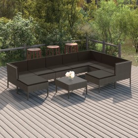 10-teiliges Gartenmöbel-Set und graue synthetische Rattankissen von vidaXL, Gartensets - Ref: Foro24-3094438, Preis: 706,99 €...