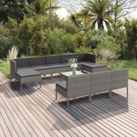 11-teiliges Gartenmöbel-Set und graue synthetische Rattankissen von vidaXL, Gartensets - Ref: Foro24-3094574, Preis: 852,99 €...