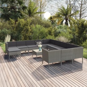 13-teiliges Gartenmöbel-Set und graue synthetische Rattankissen von vidaXL, Gartensets - Ref: Foro24-3094530, Preis: 984,12 €...