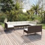 Set muebles de jardín 9 pzas y cojines ratán sintético marrón de vidaXL, Conjuntos de jardín - Ref: Foro24-3094603, Precio: 7...