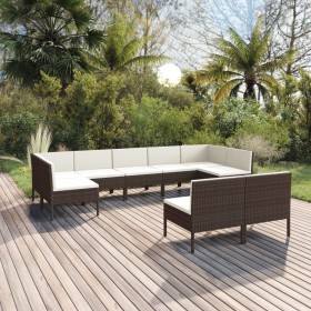 9-teiliges Gartenmöbel-Set und braune synthetische Rattankissen von vidaXL, Gartensets - Ref: Foro24-3094603, Preis: 653,79 €...